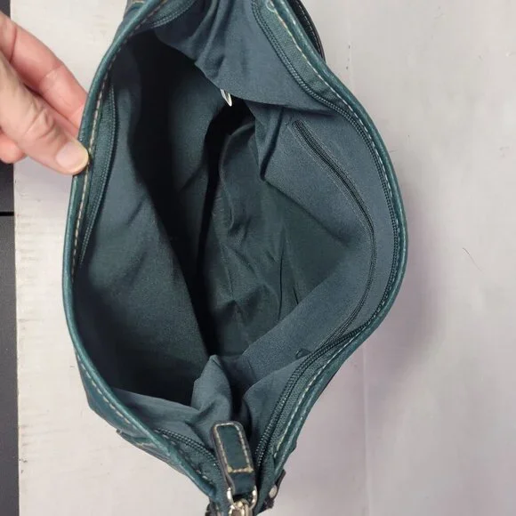 Rosetti Teal Faux Leather Shoulder Bag With Front Pockets & Adjustable Strap - Picture 6 of 8